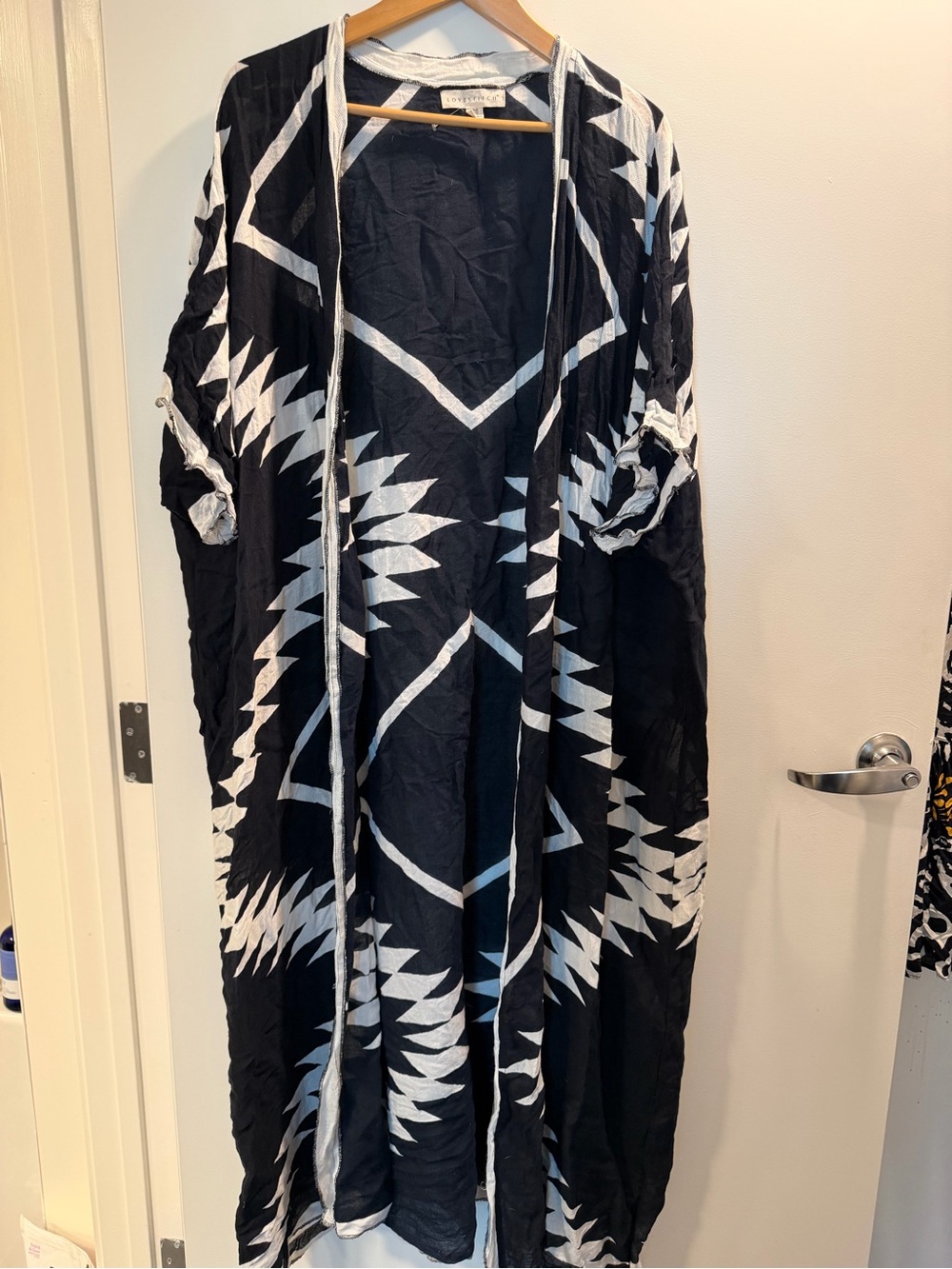 lovestitch Black and White Open Front Duster